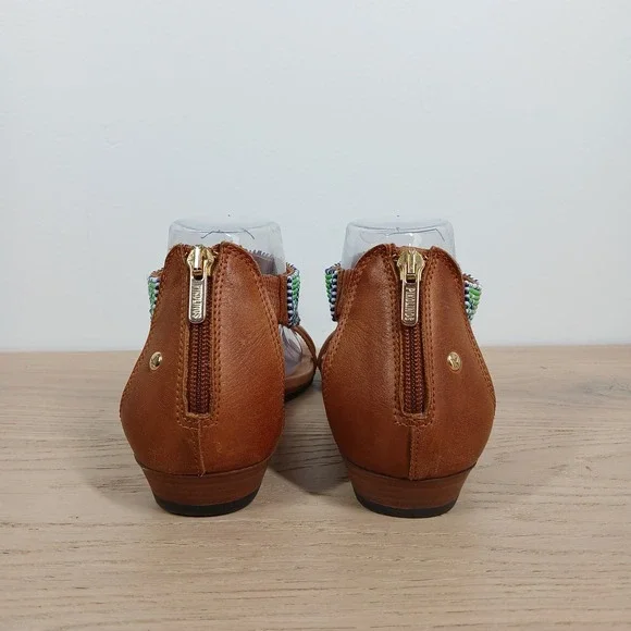 Pikolinos Sandals Women 9 Boho Beaded Leather Strappy Wedge Festival Bohemian - Picture 4 of 10